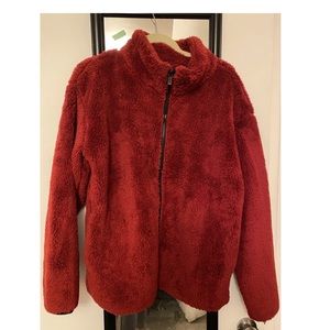Maroon fuzzy PINK jacket